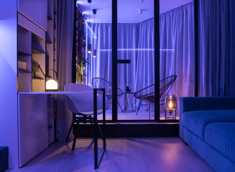 Лавандовые шторы в интерьере