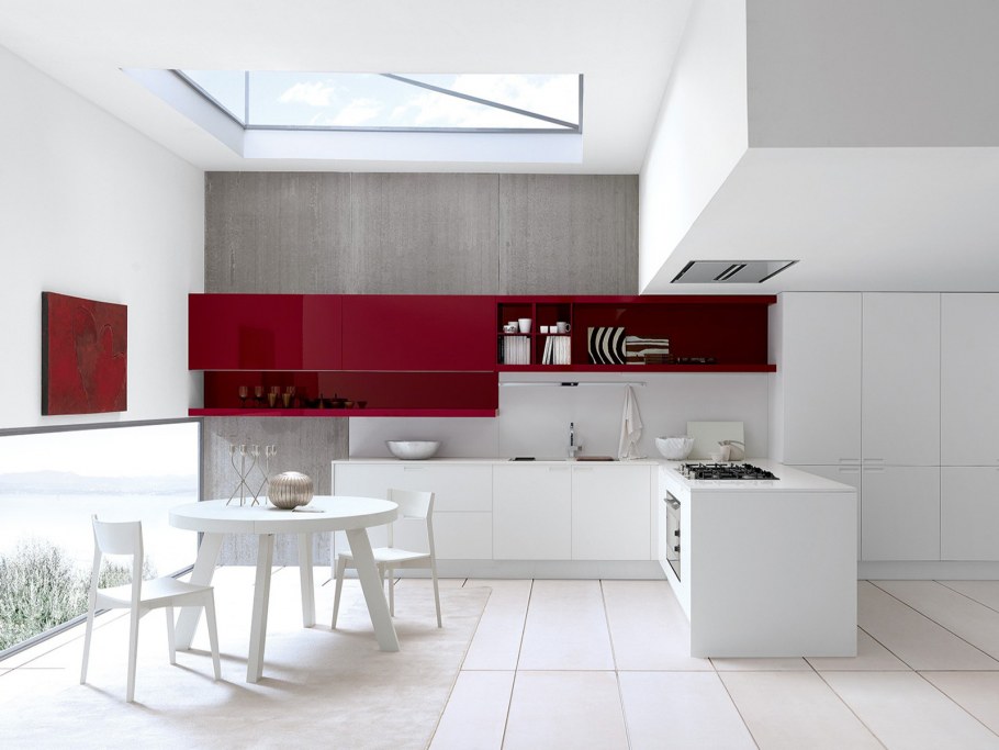Красно белая кухня