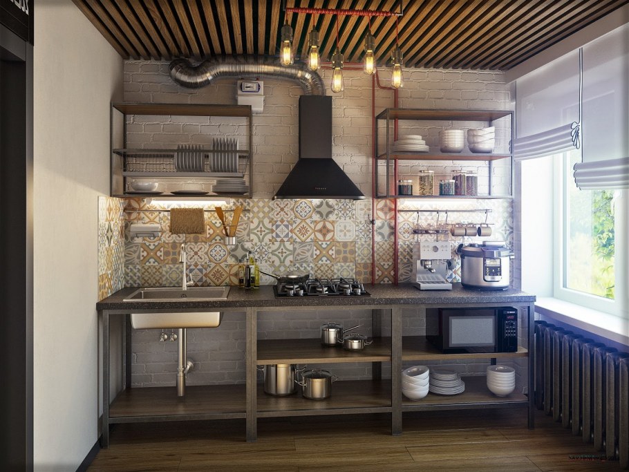Кухня в стиле лофт 5 кв м