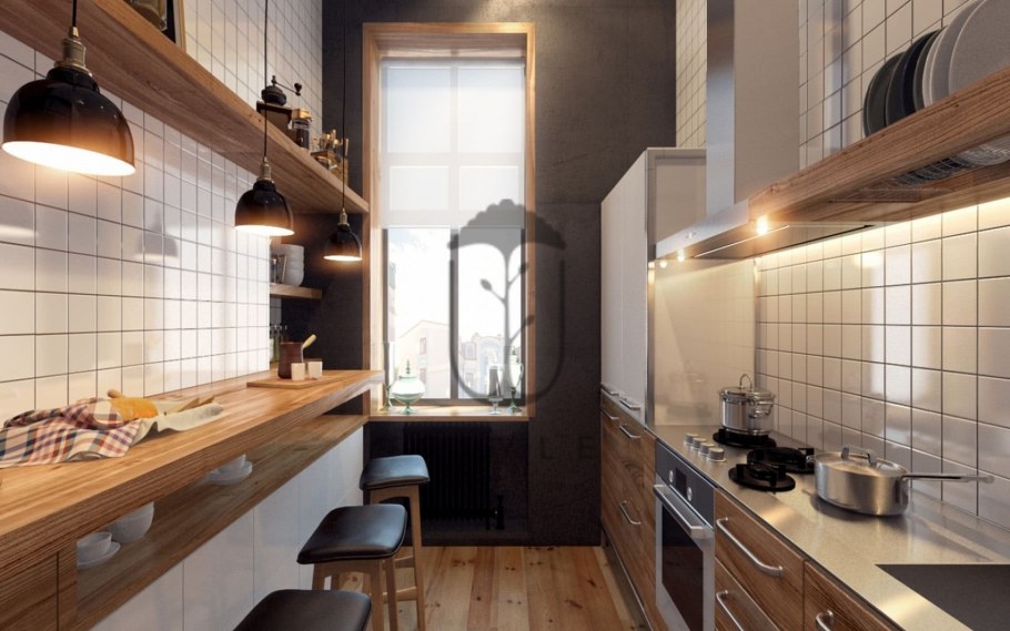 Малогабаритная кухня в стиле лофт