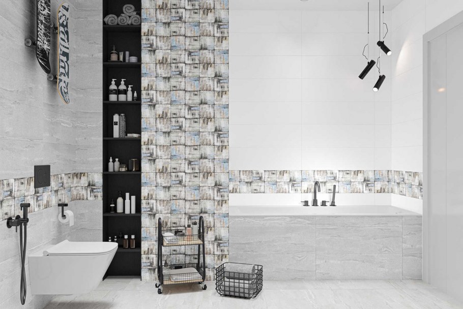 Fiori серый 10100000511 плитка настенная Global Tile в интерьере