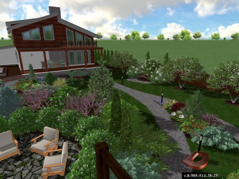 На даче ландшафт зоны отдыха