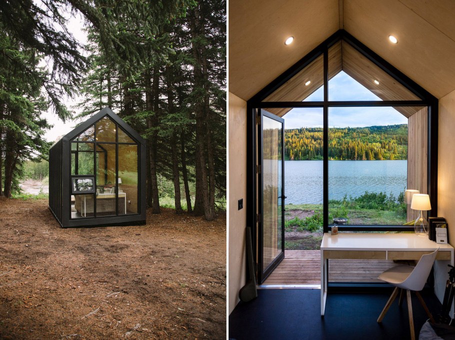 Небольшой домик с панорамными окнами