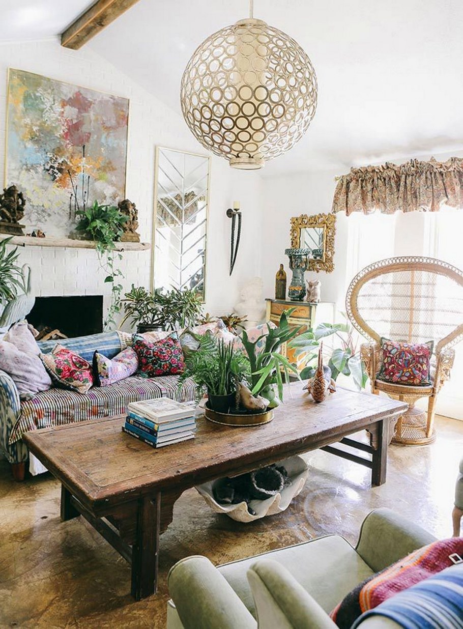 Как обставить гостинную в эко стиле бохо