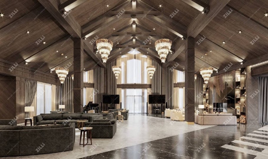 Дом белые стены + деревянные колонны