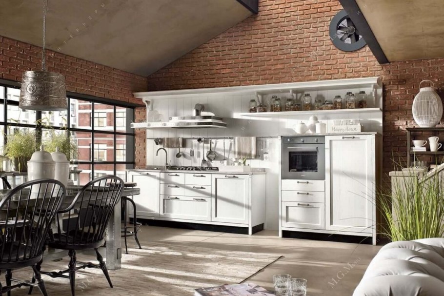 Кирпич в интерьере Прованс