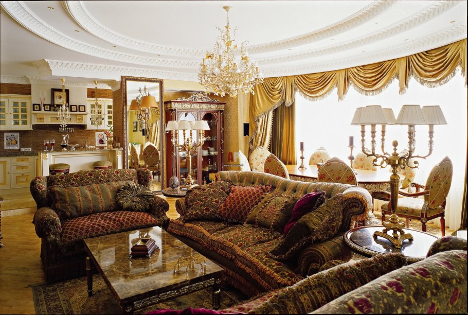 Шикарная гостиная в классическом стиле