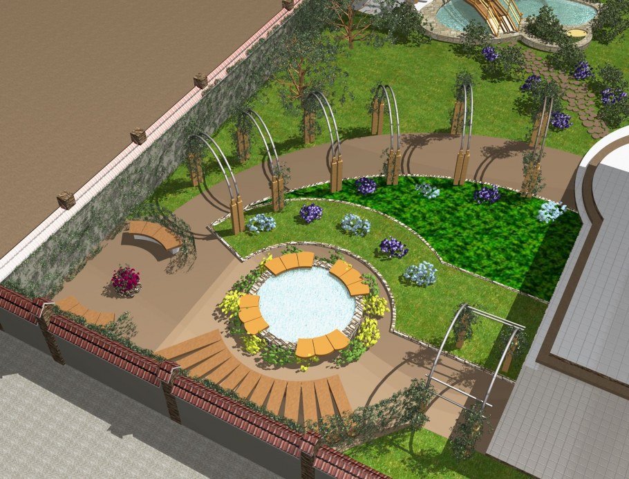 Территория озеленения внутри коттеджа