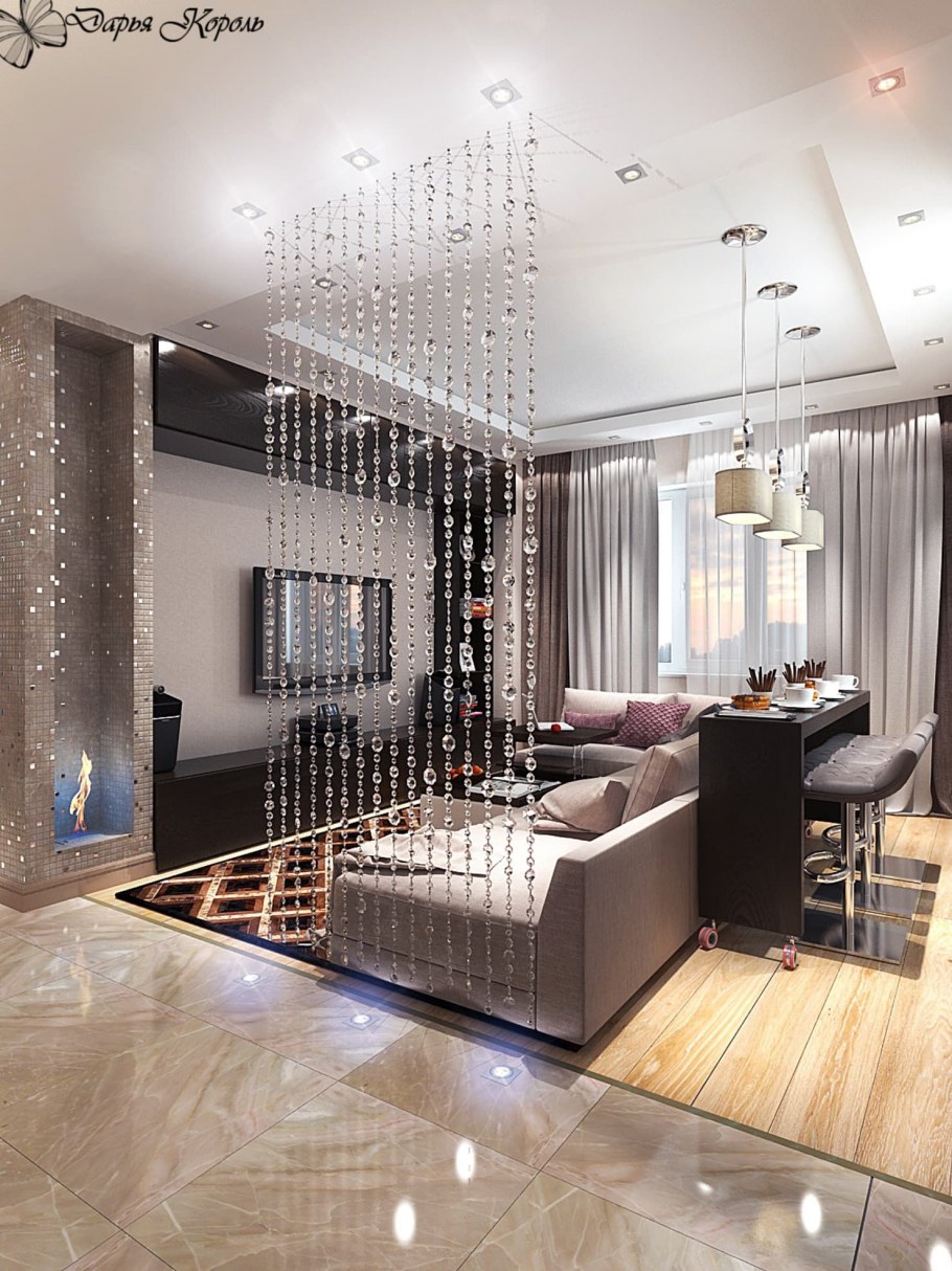 Зонирование большой гостиной