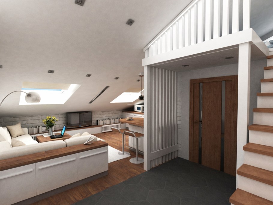 Квартира студия в мансарде