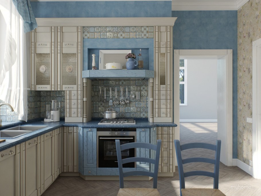 Голубая кухня классика