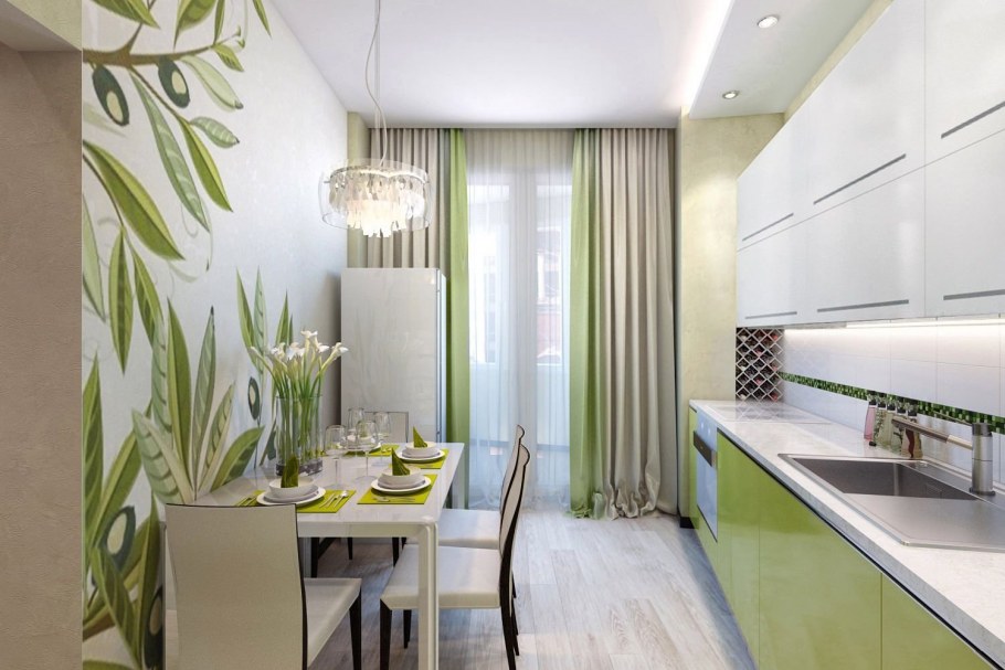 Бежевая кухня с яркими акцентами