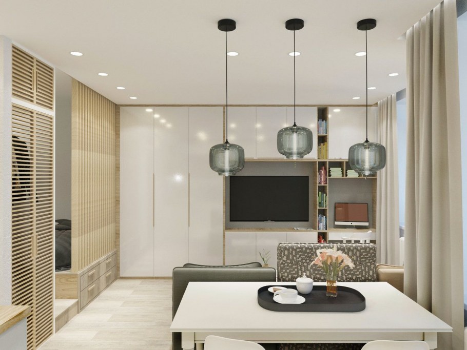 Интерьер кухни в однокомнатной квартире