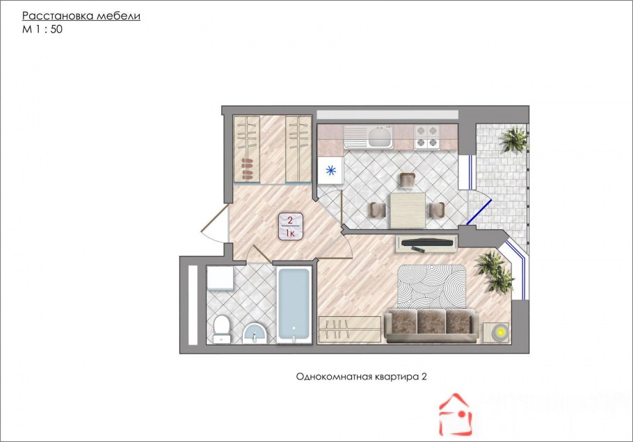 План расстановки мебели в однокомнатной квартире