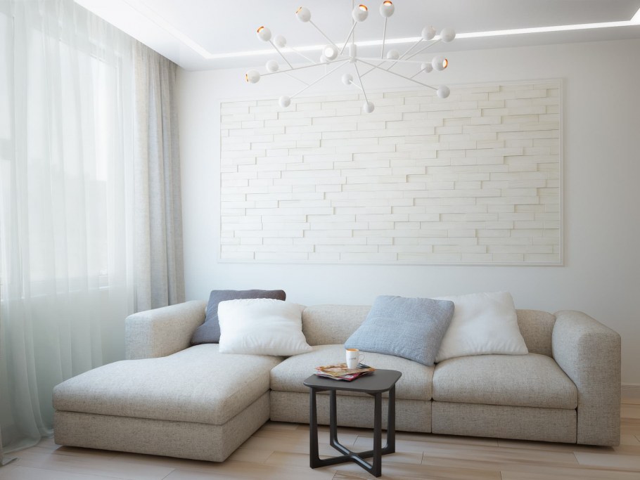 Интерьер однокомнатной квартиры в светлых тонах