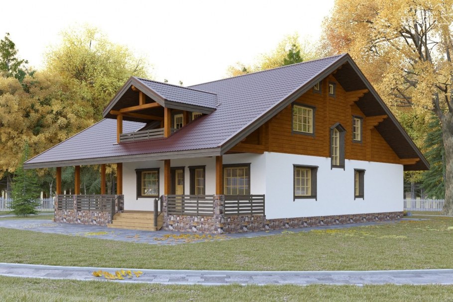 Комбинированный дом Шале с гаражом