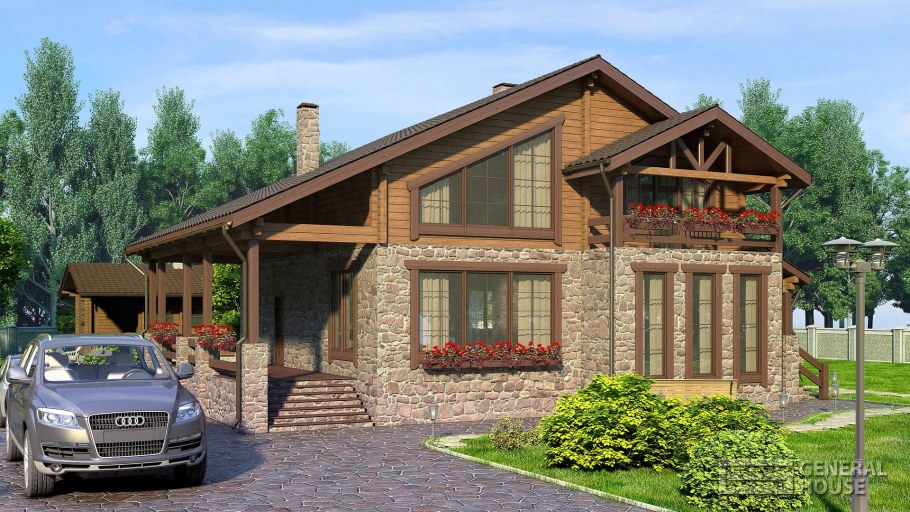 Комбинированное Шале из клееного бруса