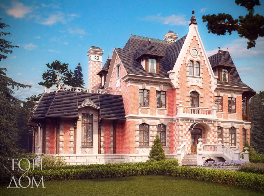 Каменные особняки в замковом стиле средневековья