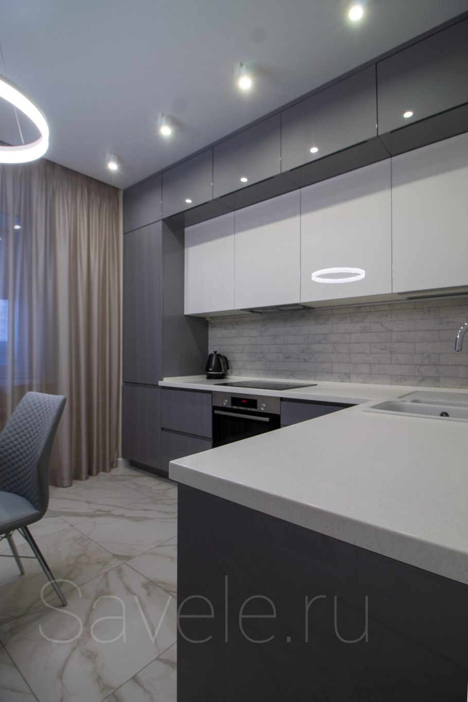 Кухни белые глянцевые угловые