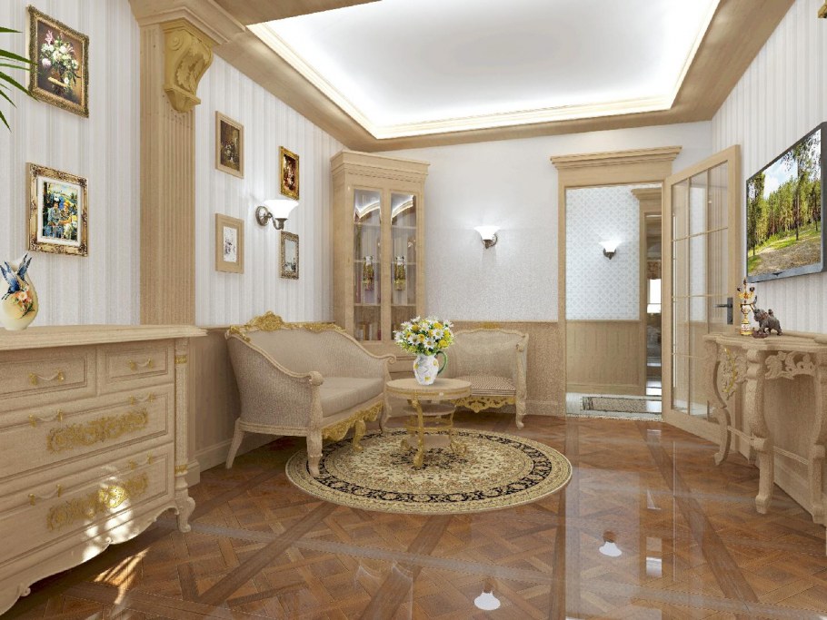 Интерьер четырехкомнатной в классические