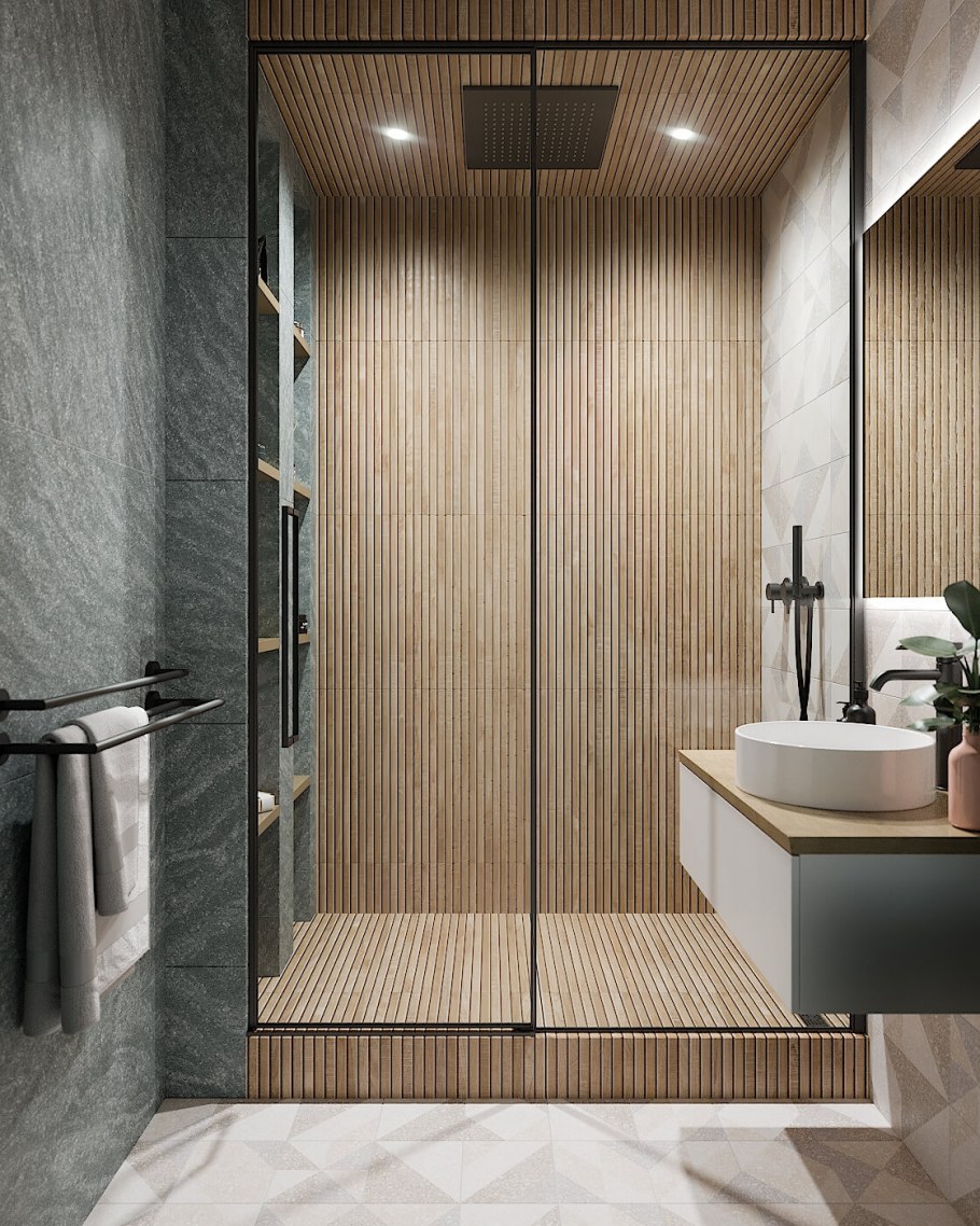 Душевая в сером цвете