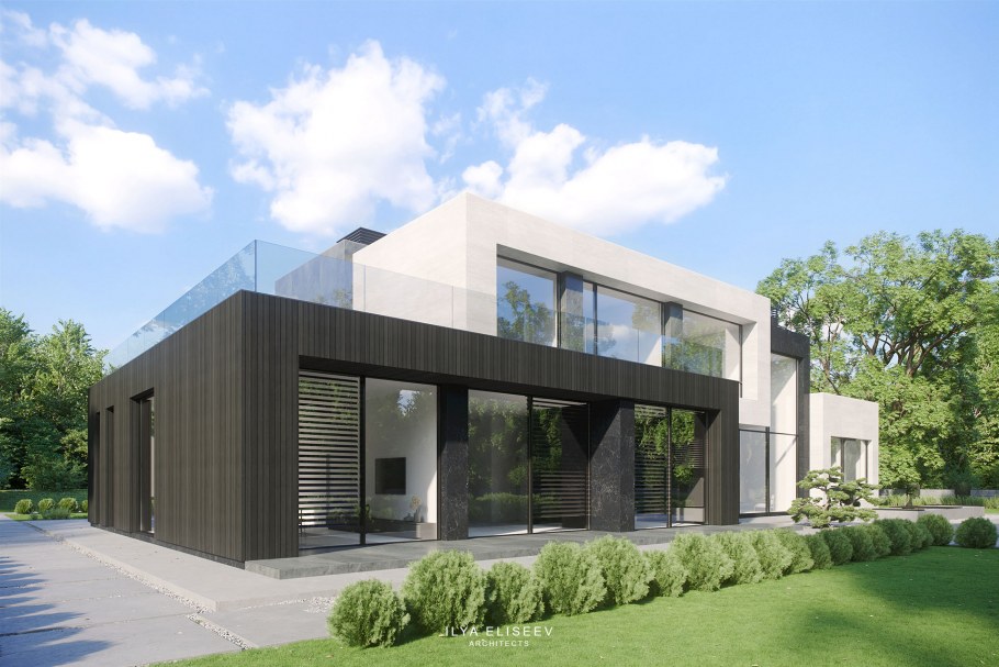 Дом с плоской крышей монолит 170 м