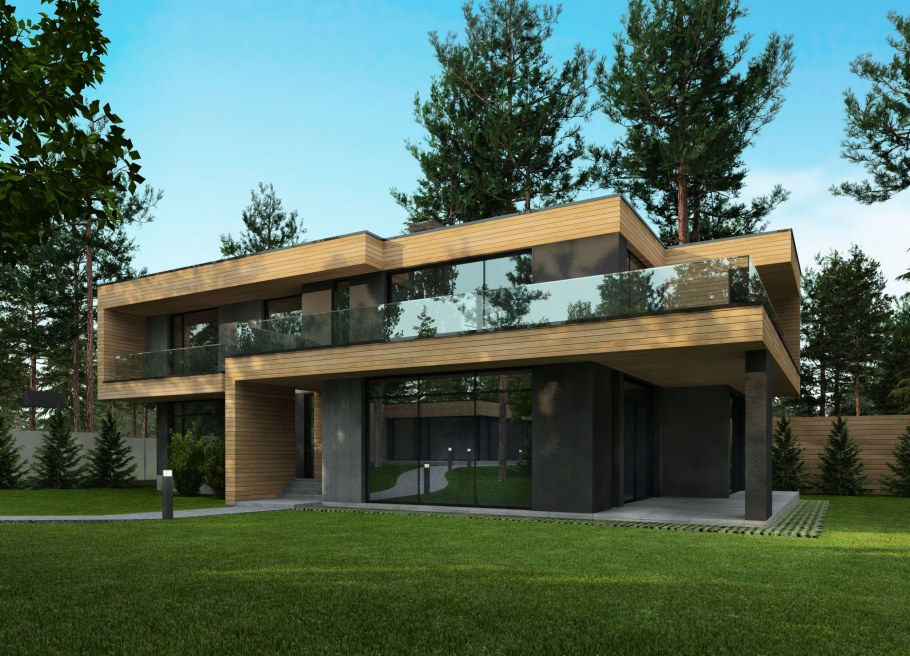 Коттедж с плоской крышей