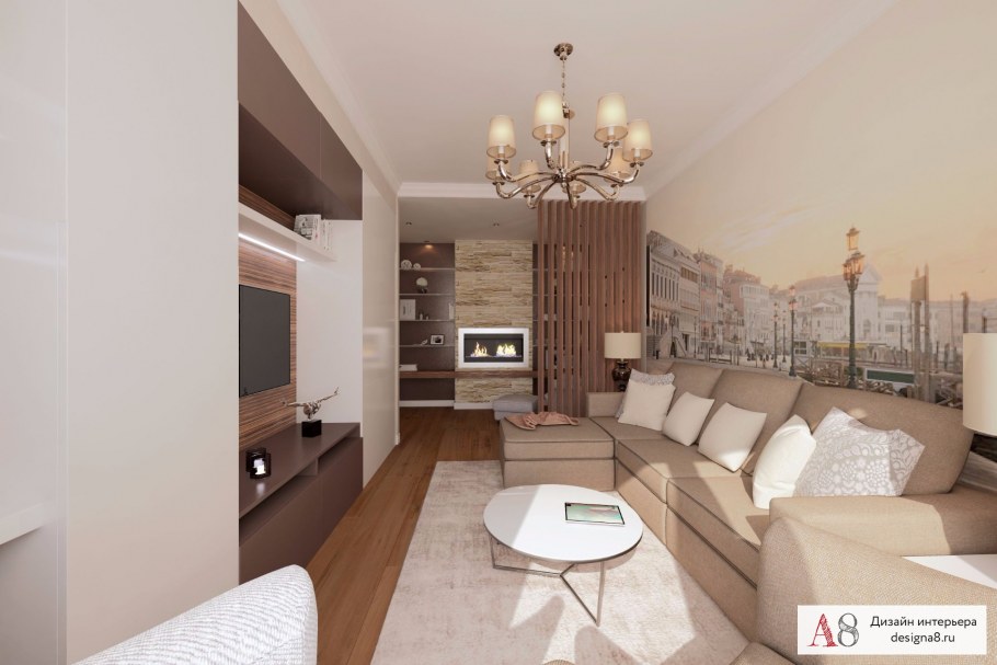 Квадратная гостиная 17м2 интерьер