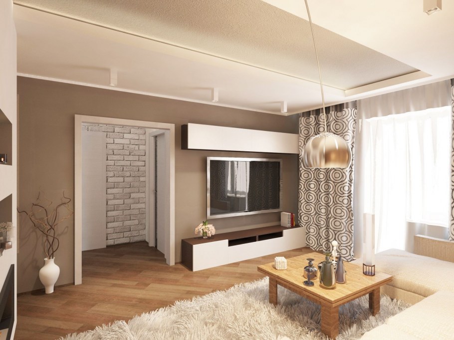 Интерьер зала в двухкомнатной квартире
