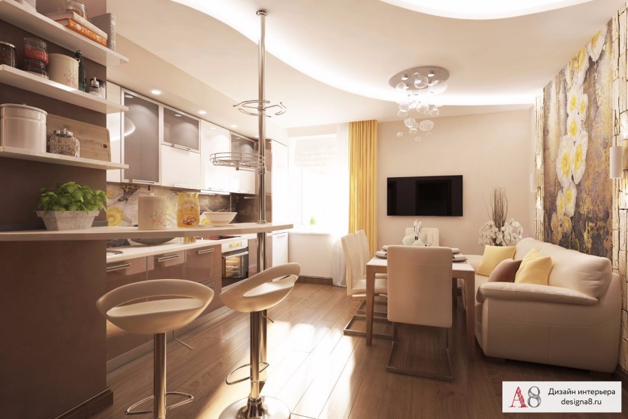 Интерьер трехкомнатной квартиры 78 кв.м