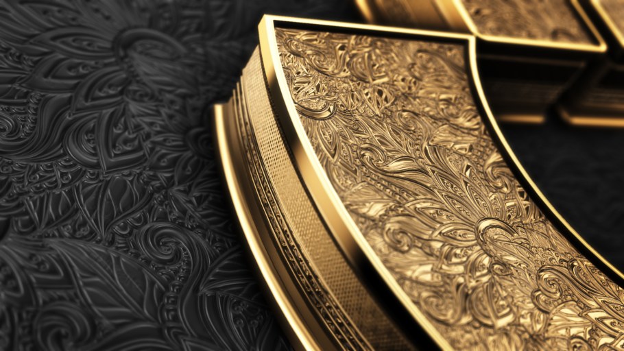 Интерьер черный с золотом