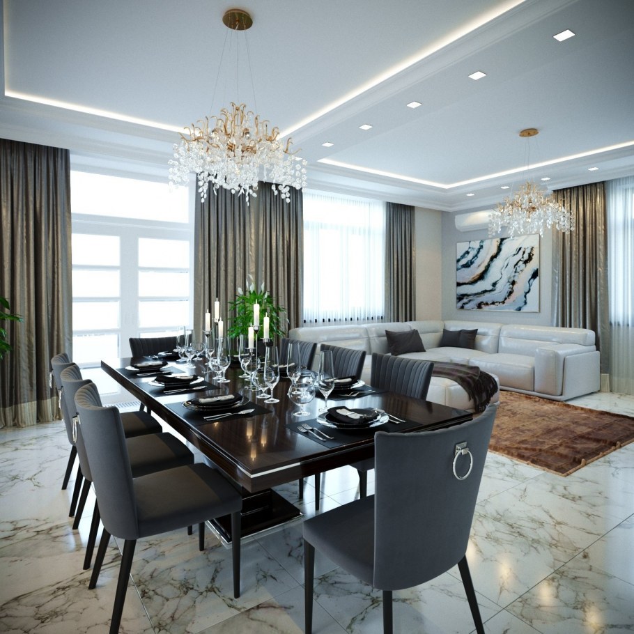 Интерьер столовой в частном доме