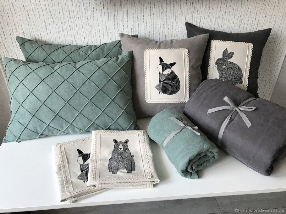 Подушка лен 40x40 серый