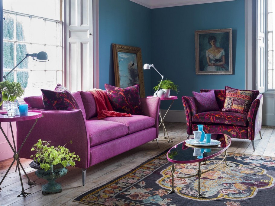 Сочетание розового и бирюзового в интерьере