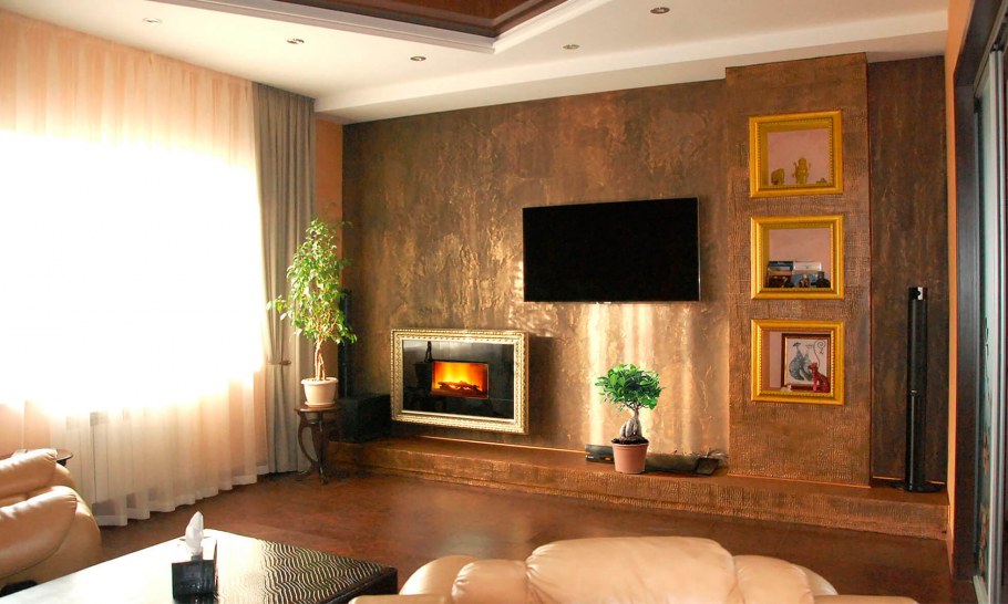 Венецианская штукатурка в кухне студии