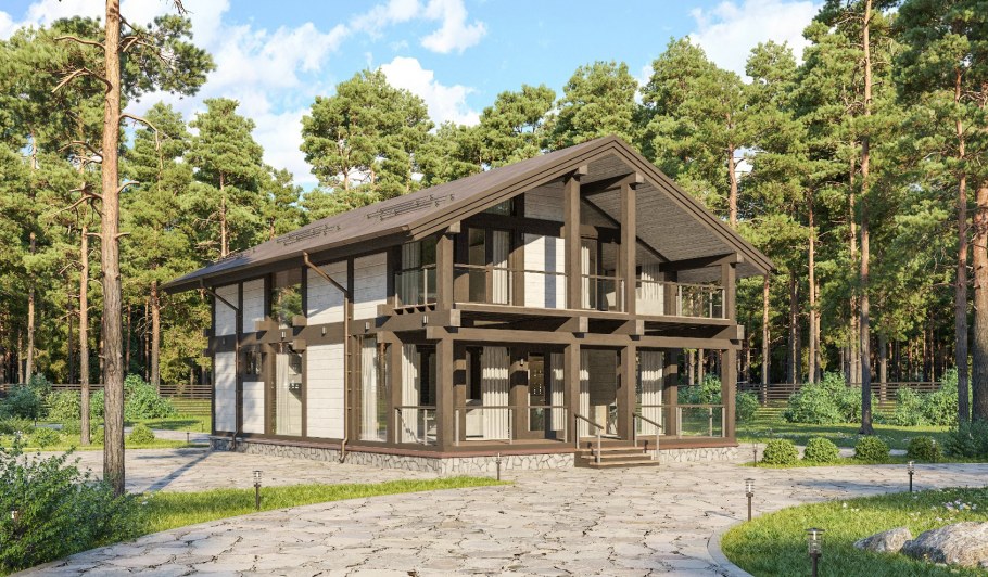 Дома из клееного бруса в стиле фахверк