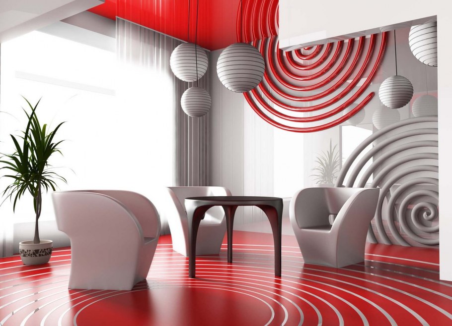 Ромбы на стене в интерьере