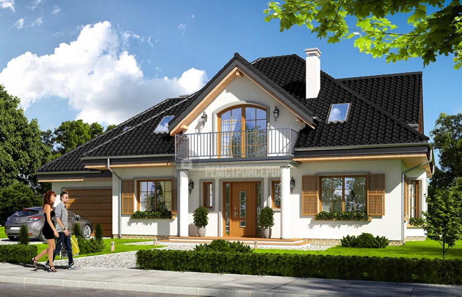 Дом с мансардой и балконом 120кв