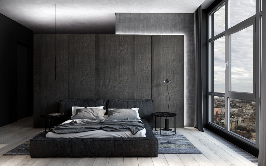 Спальня Минимализм темная