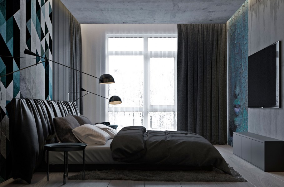 Спальня в стиле Минимализм с элементами лофта