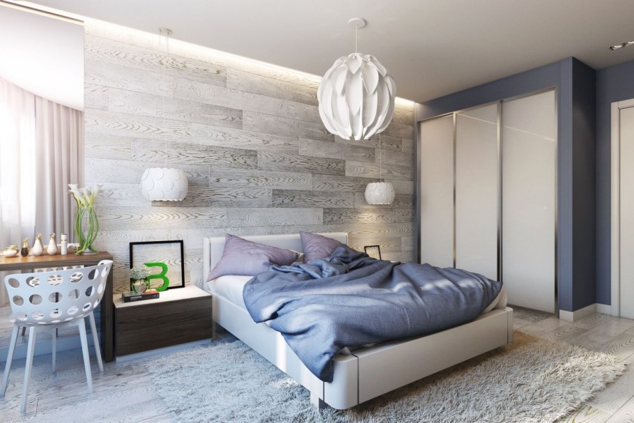 Интерьер спальни в серых тонах