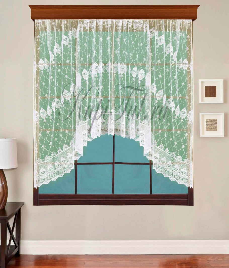 Штора на кухню короткая аркой