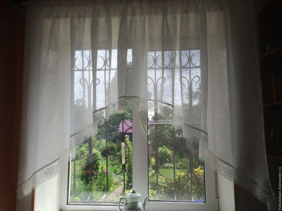 Тюль льняная арка на кухню