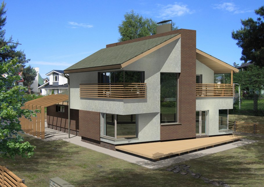 Современные дома со скатной крышей