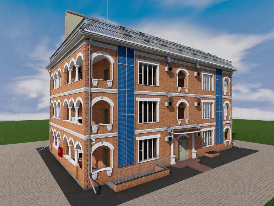 Фасады трехэтажных домов