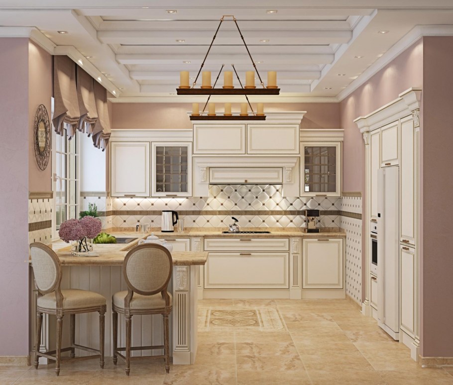 Классическая кухня в коттедже