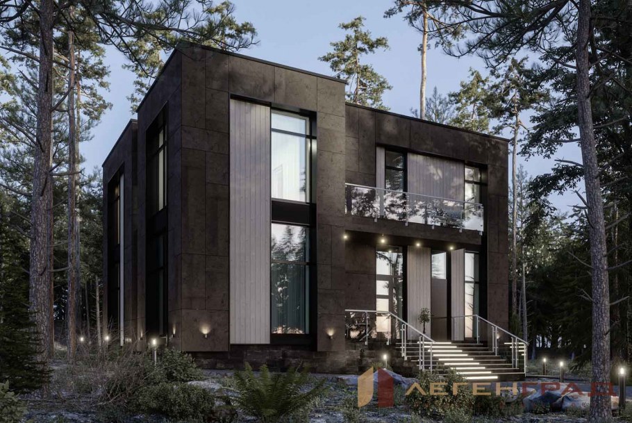 Каменный дом в стиле Хай тек