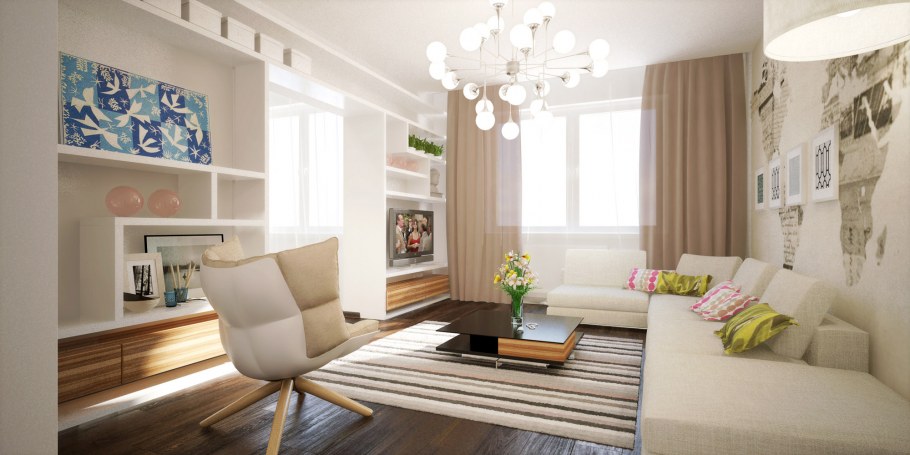 Расстановка мебели в комнате с балконом