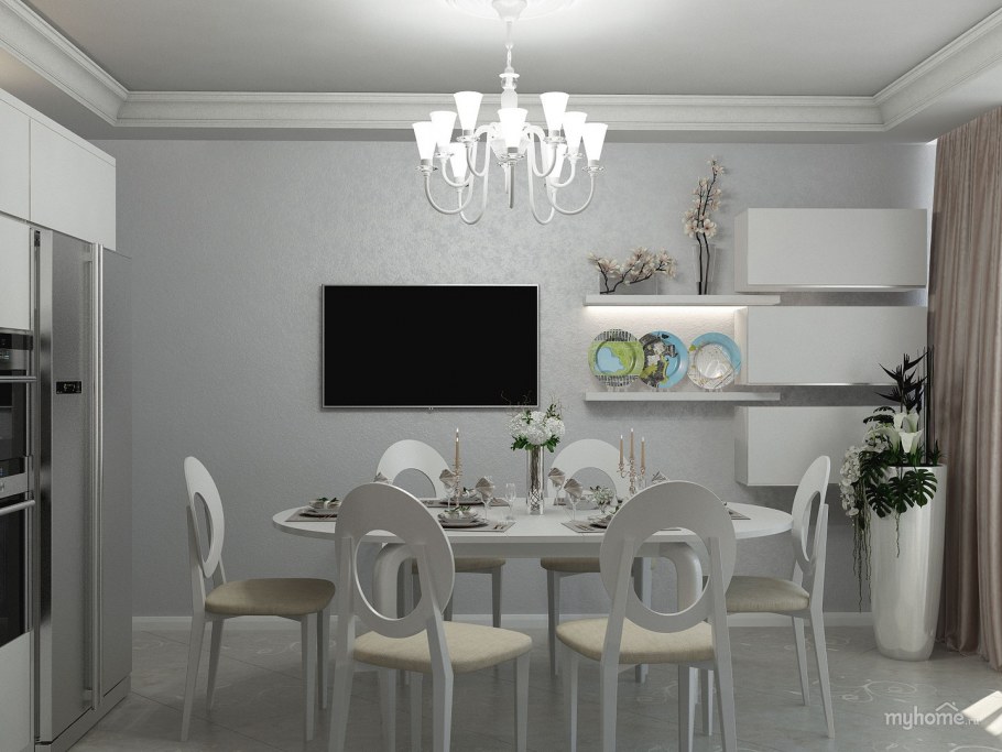 Кухня-гостиная в стиле городская классика