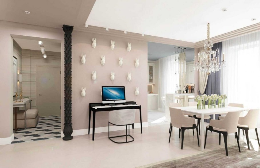 Зонирование гостиной и обеденной зоны